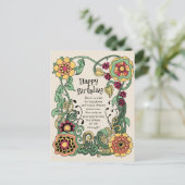 ハッピーバースデーおもしろいお洒落フラワーパワーCC0848 ポストカード (スタンド正面)