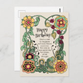 ハッピーバースデーおもしろいお洒落フラワーパワーCC0848 ポストカード (正面/裏面)