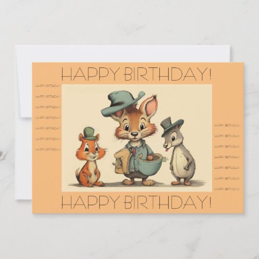 ハッピーバースデーおもしろいかわいい動物の宅配便 シーズンカード (正面)