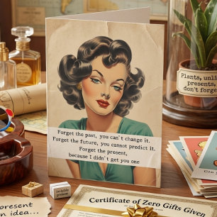 ハッピーバースデーおもしろいことわざレトロ女性 カード