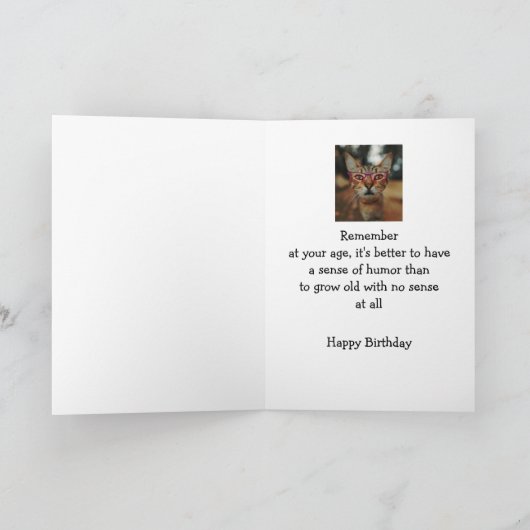 ハッピーバースデーおもしろいアドバイス猫メガネ カード (内部)