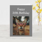 ハッピーバースデーおもしろいアドバイス猫メガネ カード (黄色い花)