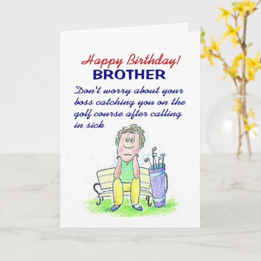 ハッピーバースデーおもしろいウィッシュゴルファー カード (黄色い花)