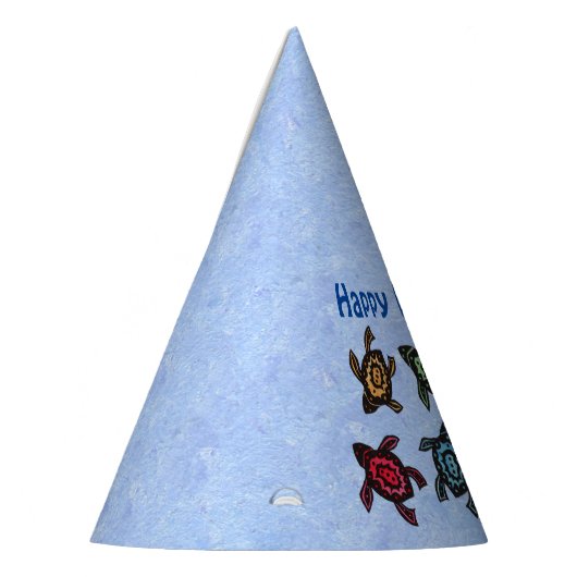 ハッピーバースデーおもしろいウミガメのカラフル群 パーティーハット (左)