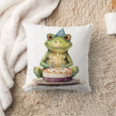 ハッピーバースデーおもしろいカエル クッション (ブランケット)