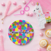 ハッピーバースデーおもしろいカラフルサークルデザイン ペーパープレート (パーティー)