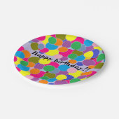 ハッピーバースデーおもしろいカラフルサークルデザイン ペーパープレート (アングル)