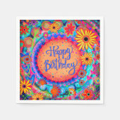 ハッピーバースデーおもしろいカラフルフローラ検査 スタンダードカクテルナプキン (正面)