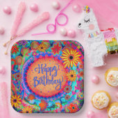 ハッピーバースデーおもしろいカラフルフローラ検査 ペーパープレート (パーティー)