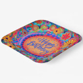 ハッピーバースデーおもしろいカラフルフローラ検査 ペーパープレート (傾斜あり)