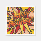 ハッピーバースデーおもしろいカラフル漫画帳 スタンダードカクテルナプキン (正面)