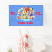 ハッピーバースデーおもしろいキッズバナー名と年齢の追加 横断幕 (インサイチュ)