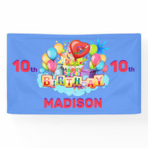 ハッピーバースデーおもしろいキッズバナー名と年齢の追加