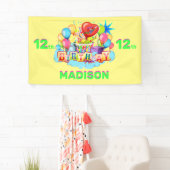 ハッピーバースデーおもしろいキッズバナー名と年齢の追加 横断幕 (インサイチュ)