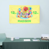 ハッピーバースデーおもしろいキッズバナー名と年齢の追加 横断幕 (トレードショー)