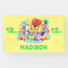 ハッピーバースデーおもしろいキッズバナー名と年齢の追加 横断幕