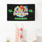 ハッピーバースデーおもしろいキッズバナー名と年齢の追加 横断幕 (インサイチュ)