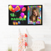 ハッピーバースデーおもしろいキッズ名前と年齢の写真の追加 横断幕 (インサイチュ)