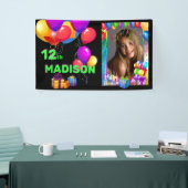 ハッピーバースデーおもしろいキッズ名前と年齢の写真の追加 横断幕 (トレードショー)