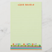 ハッピーバースデーおもしろいグリーントレインキッズサンキューノート 便箋 (正面)