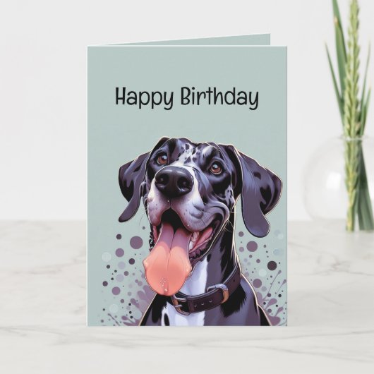 ハッピーバースデーおもしろいグレートダネドッグ カード (正面)