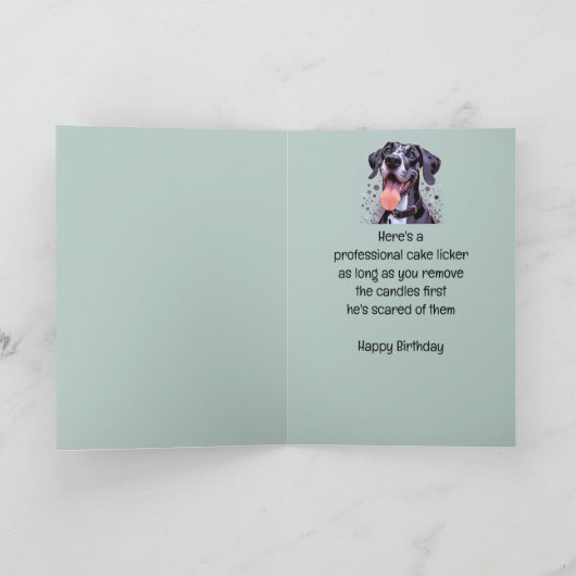 ハッピーバースデーおもしろいグレートダネドッグ カード (内部)