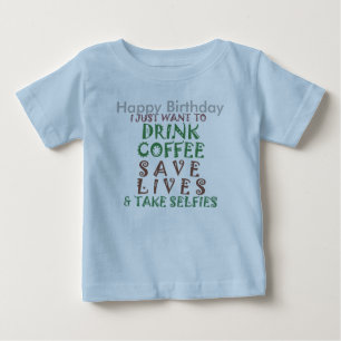 ハッピーバースデーおもしろいコーヒーの願い ベビーTシャツ