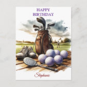 ハッピーバースデーおもしろいゴルフのボール愛好家 ポストカード (正面)