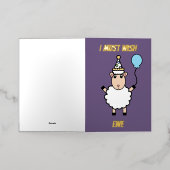 ハッピーバースデーおもしろいシープウィッシュ 箔グリーティングカード (外側レイダウン)