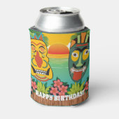 ハッピーバースデーおもしろいティキ顔サンセット 缶クーラー (缶裏面)