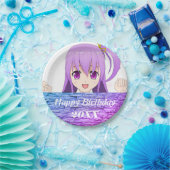 ハッピーバースデーおもしろいピンクパープルアニメ ペーパープレート (パーティー)