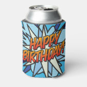 ハッピーバースデーおもしろいモダン漫画ブックブルー 缶クーラー (缶裏面)