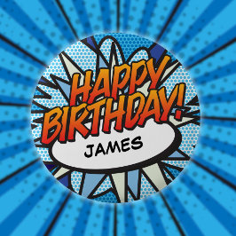 ハッピーバースデーおもしろいモダン漫画帳 缶バッジ