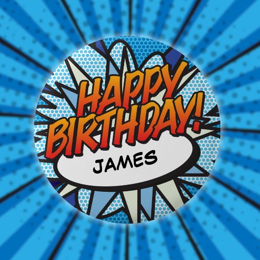 ハッピーバースデーおもしろいモダン漫画帳 缶バッジ