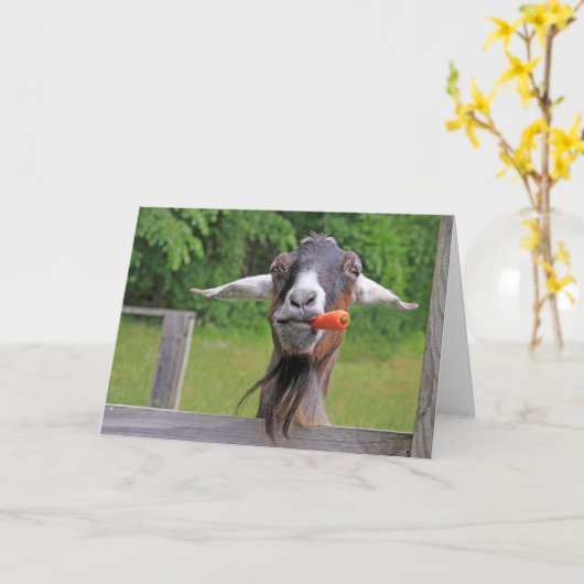 ハッピーバースデーおもしろいヤギ カード (黄色い花)