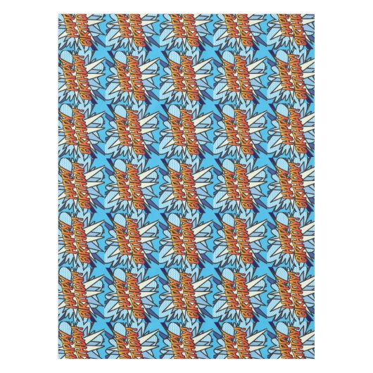 ハッピーバースデーおもしろいレトロ漫画帳 テーブルクロス (正面)