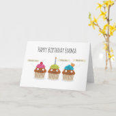 ハッピーバースデーおもしろい漫画Cupcakesダークユーモア カード (黄色い花)