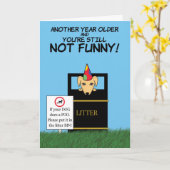 ハッピーバースデーおもしろい犬ジョーク カード (黄色い花)