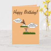 ハッピーバースデーおもしろい犬 カード (黄色い花)