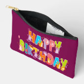 ハッピーバースデーおもしろい猫好きデイお祝い アクセサリーポーチ (見開き)