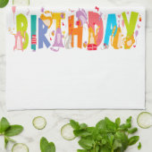 ハッピーバースデーおもしろい猫好きデイお祝い キッチンタオル (折り畳み)