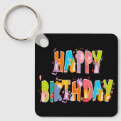 ハッピーバースデーおもしろい猫好きデイお祝い キーホルダー (正面)