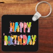 ハッピーバースデーおもしろい猫好きデイお祝い キーホルダー (裏面)