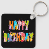 ハッピーバースデーおもしろい猫好きデイお祝い キーホルダー (裏面)