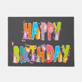 ハッピーバースデーおもしろい猫好きデイお祝い ドアマット (正面)