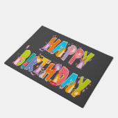 ハッピーバースデーおもしろい猫好きデイお祝い ドアマット (アングル)