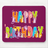 ハッピーバースデーおもしろい猫好きデイお祝い マウスパッド (正面)