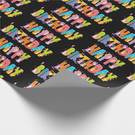 ハッピーバースデーおもしろい猫好きデイお祝い ラッピングペーパー (角)