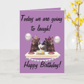 ハッピーバースデーおもしろい猫 カード (黄色い花)