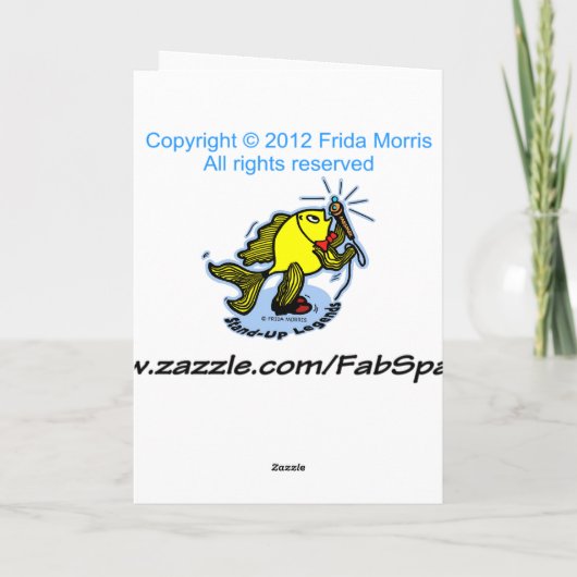 ハッピーバースデーおもしろい立ち上げ魚漫画カード カード (裏面)